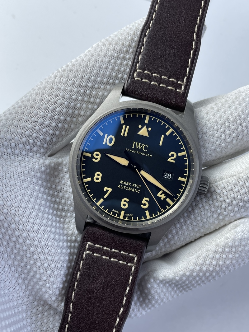 (준비완료/특급배송)NO.2266/V7공장 IWC 마크18 티타늄 블랙다이얼 가죽