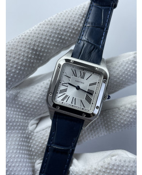 (준비완료/특급배송)NO.2276/AF공장 산토스 27.5MM 실버다이얼 블루악어가죽스트랩